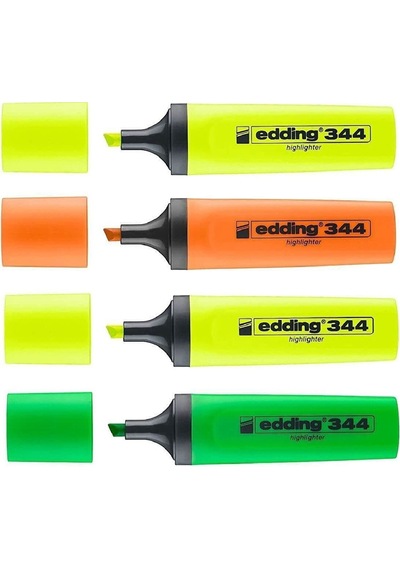 Edding 344 Fosforlu Kalem 4'Lü Set Çok Renkli