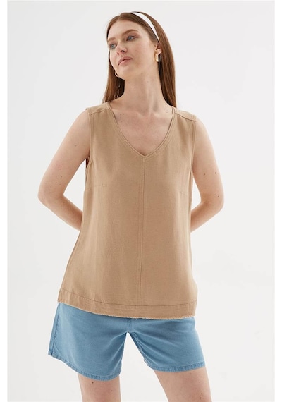 Fashion Friends Kadın V Yaka Bluz 26y0530k1 Bej