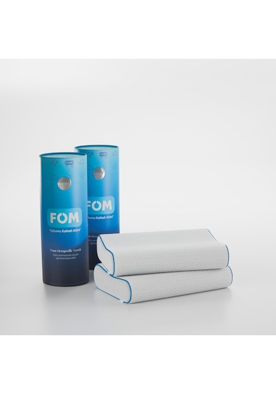 FOM 2'li Mini Flex Visco Çocuk Ve Seyahat Uyku Yastık Kampanyası Ortopedik, 50 x 30 x 11/9 Beyaz