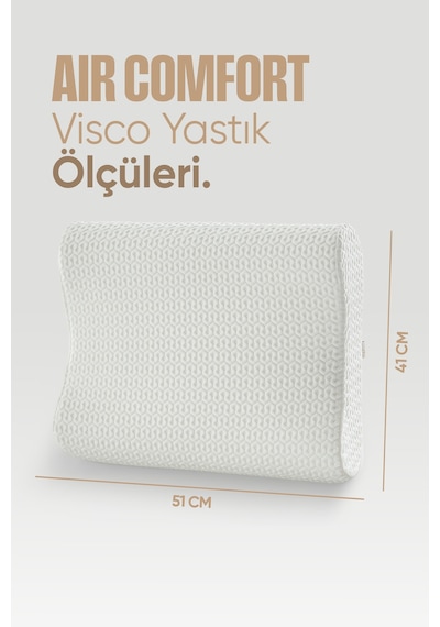 Ortopedik Boyun Destekli Visko Yastık - Çift Tarafı Destekli Visco Yastık - Hava Kanallı - Anti-uv Beyaz