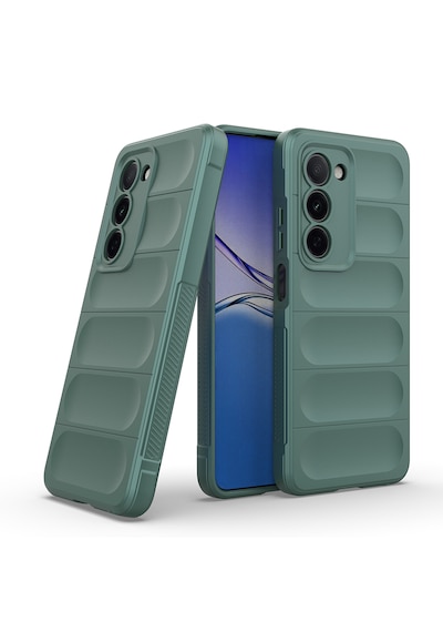 Oppo A5 Kılıf Darbe Emici Kamera Korumalı Esnek Tpu Oyuklu Arka Yüzey Tasarımlı Pürüzsüz Silikon Kapak Koyu Yeşil
