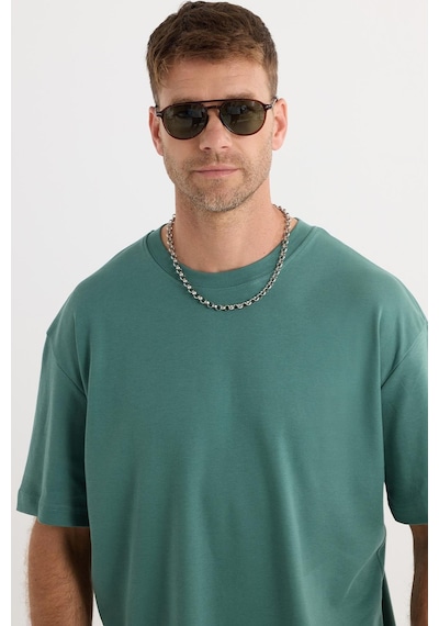 Tudors Unisex Oversize Geniş Kesim %100 Pamuk Yumuşak Dokulu Basic Bisiklet Yaka Yeşil Tişört-35179 Çağla Tudors Unisex Oversize Geniş Kesim %100 Pamuk Yumuşak Dokulu Basic Bisiklet Yaka Yeşil Tişört-35179 Çağla