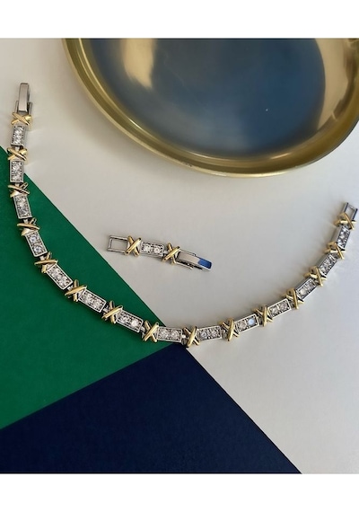 Pinery Jewels Vıp Tiff X Suyolu Zirkon Taşlı Bileklik Altın