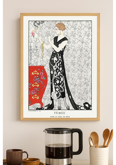 Fumee Doğal Ahşap Çerçeveli Poster, Dekoratif Sanatsal Duvar Tablosu