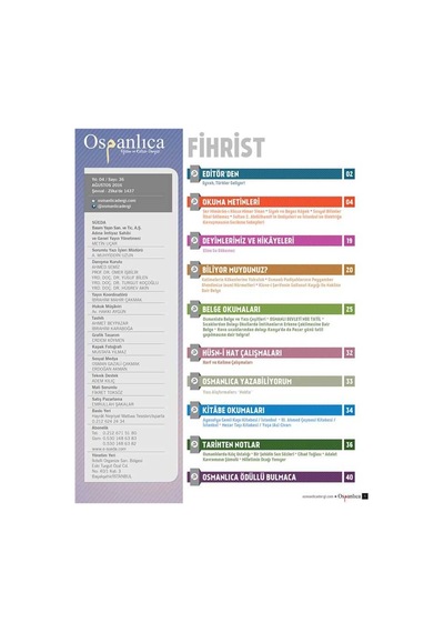 Ağustos 2016 Osmanlıca Dergisi N11.6253