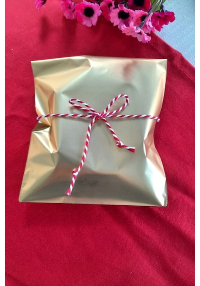 Janjanlı Hediye Paketi Yapışkanlı Gold 10 Adet 15 x 25 CM