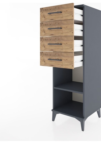 Hyperion Dolap Tek Raflı 4 Çekmeceli 44x44x134 Antrasit-çam Antrasit