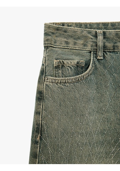 Koton Pamuklu Bol Kesim Ekose Taş Detaylı Jean Pantolon - Loose Straight Fit Jean Ovd 7wal40191md Koton Pamuklu Bol Kesim Ekose Taş Detaylı Jean Pantolon - Loose Straight Fit Jean Ovd 7wal40191md