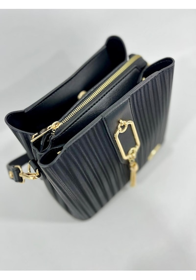 Sanmorris Gold Detaylı 3 Bölmeli Omuz & Çapraz Çanta 1438 Siyah - Zebra