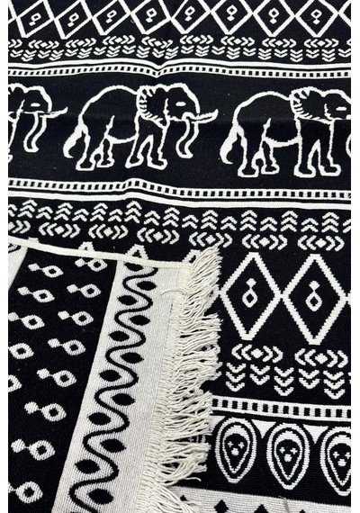 Kilim Paspas Çok Amaçlı Halı Makinede Yıkanabilir Toz Yapmaz Siyah 5