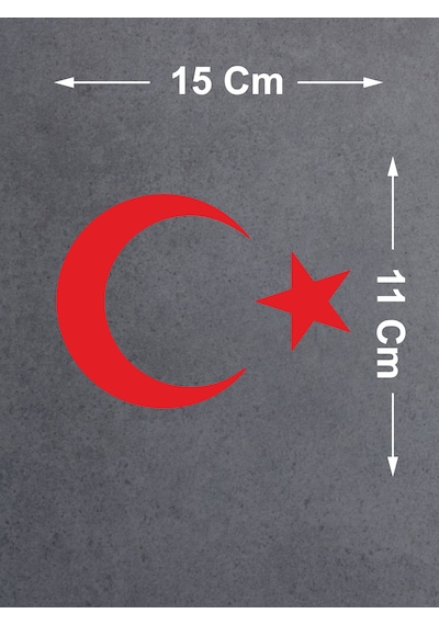 Türk Bayrağı Ay Yıldız Sticker - Araba Oto Motosiklet Karavan Sticker - 00323 15x11 Cm
