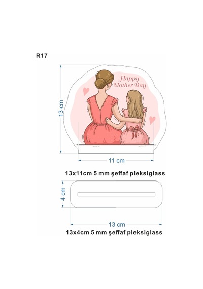 Pleksi Masa Üstü Anne Kız Elbiseli Siyah