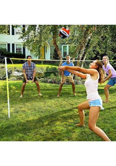 Outdoor Volleyball Net Sets - Beach + Backyard Portable Volleyball Net With Poles - Complete Outdoor Volleyball Sets Wit