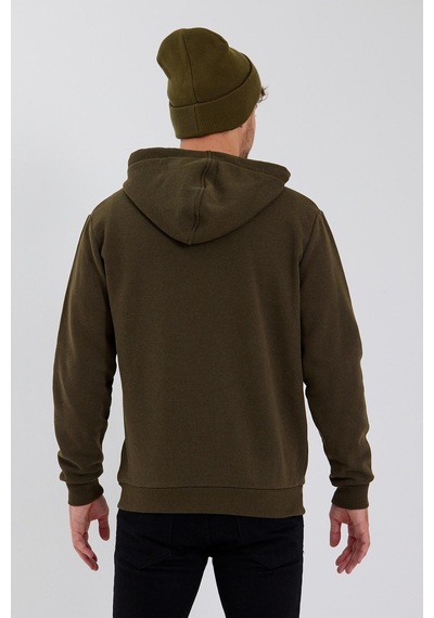 Polostate Age Of State Nakışlı Fermuarlı 3 İplik Sweatshirt Haki