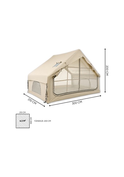 Şişme Çadır - Baca Çıkışlı - Freecamp Turbo - 6 Kişilik - 6.3 M² Çok Renkli