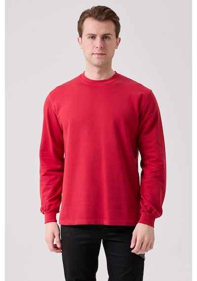Galanthus Basic Sweatshirt - Uzun Kollu, Pamuklu, Rahat Kesim, Günlük Ve İş Kullanımı Bordo