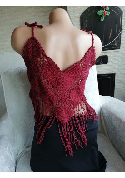El Örgüsü Bayan Bluz Bordo
