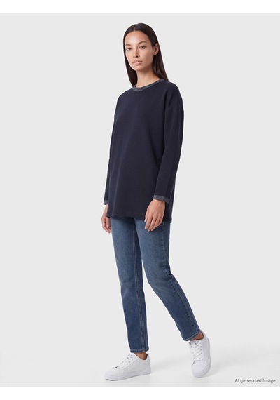 Lcw Everyday Lacivert Soft Touch Oversize Kadın Sweatshirt Tunik