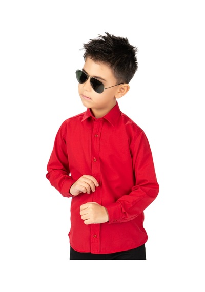 Mnk Baby & Kids Düz Renk Erkek Çocuk Gömlek Mnk0575 Kırmızı