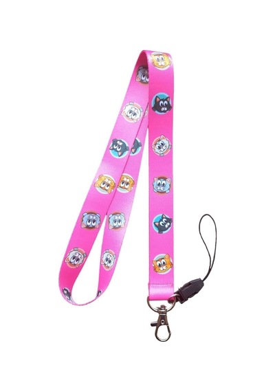 Kedi Pembe Kart Askı Ipi Yaka Askı Ipi, Boyun Askı Ipi, Telefon Askı Aparatı, Mavi Yatay Kartlık