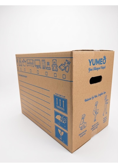 Yumeo Premium Ev Taşıma Kolisi 50x30x40 Cm - Tutma Yerli Çift Oluklu Kraft Kutu 60 Lt - 10 Adet