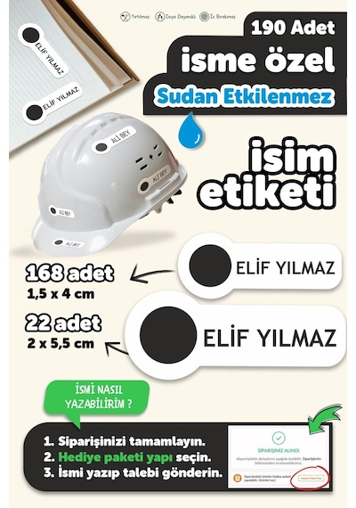 İsim Etiketi, Eşya Baret Kıyafet Ayakkabı Dolap İçin İsim Etiketi Kişiye Özel Eşya Etiketi Ekipman