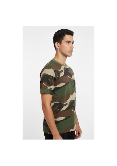 Sword Bisiklet Yaka Kısa Kollu Kamuflaj Erkek T-shirt Single Usa