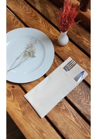 Dore Çatal Kaşık Bıçak Kılıfı 2 Lı Krem Masa Servislik