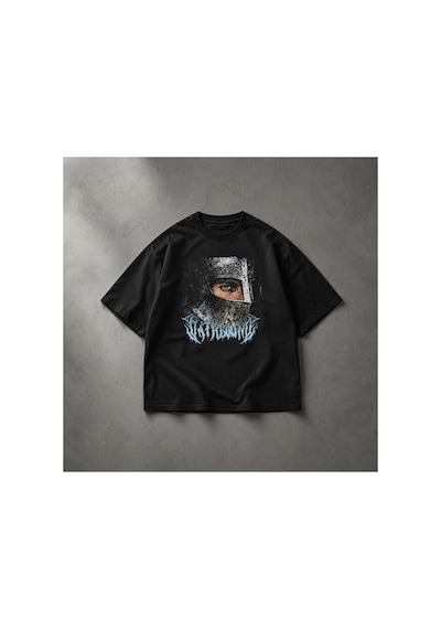 Yolo Street Şovalye Baskılı Oversize %100 Pamuk Erkek Tişört Vintage Dark Streetwear Siyahh1