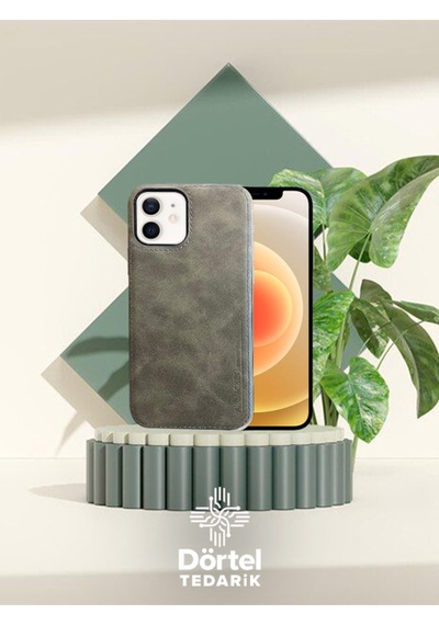 Juno Apple Uyumlu iPhone Hakiki Deri Koruyucu Kılıf 12 Gri
