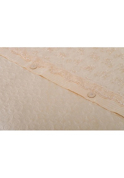 Gülfem Pamuk Bej Baskılı Bej Yatak Örtüsü Seti Çift Kiş. 6 Parça 260x70 Cm 1465 Bej