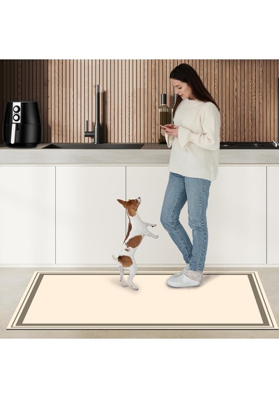 Dijital Kaymaz Yıkanabilir Mutfak Banyo Salon Paspas Halısı Trend Modern Al4007 Kahverengi