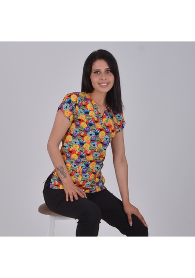 Susam Sokağı Desenli Likralı Hemşire Doktor Üst Forma