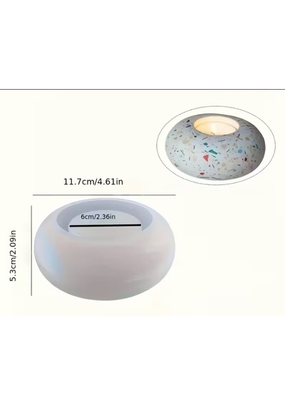 Silikon Kalıp Taş Tozu Parafin İthal Dekoratif Elıps Tealıght Mumluk Kalıbı Epoksi Hb120-0183