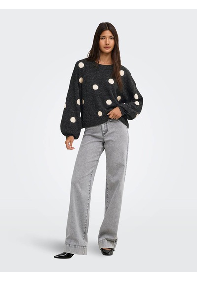 Only Onlrıca Ls Detaıl O-neck Gri Kadın Kazak 15375856