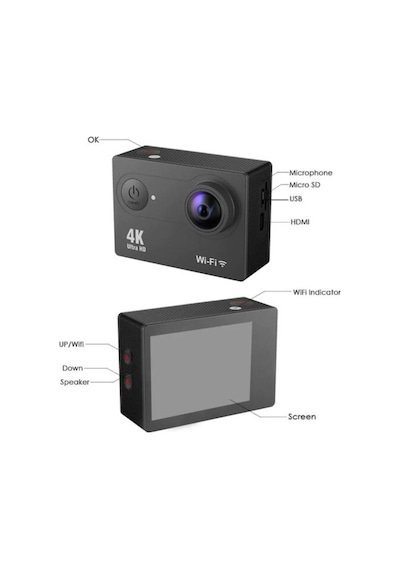Wifi Li Aksiyon Kamera 4k Ultra Hd 1080p Spor Dalış Motorsiklet Kask Kayak Doğa Avcı Kamerası Mavi