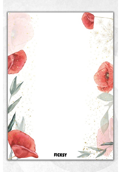 A5 Çiçek Bloknot Çizgisiz Defter - 50 Yaprak - Memopad - Notepad - Not Defteri - Not Kağıdı - 0929 Çok Renkli