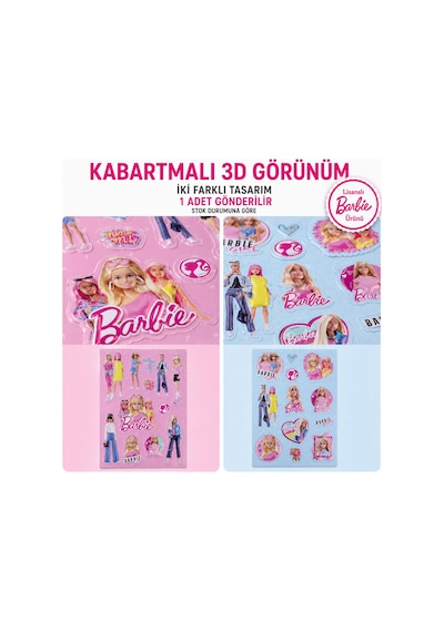 Bakgelal Barbie 3d Kabartmalı Sticker Renkli Çıkartma Etiket Seti - 9061888571465 Çok Renkli