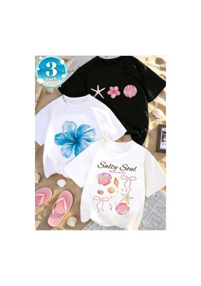 Stil-x Yeniz Sezon 3' Lü Takım Kız Çocuk Tshirt, Çok Renkli, %100 Pamuk Çok Renkli-3a Stil-x Yeniz Sezon 3' Lü Takım Kız Çocuk Tshirt, Çok Renkli, %100 Pamuk Çok Renkli-3a