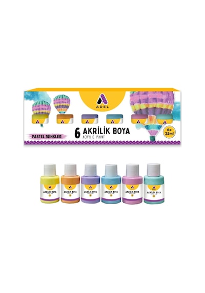 Akrilik Boya 6 X 25ml. Pastel Renkler Renk