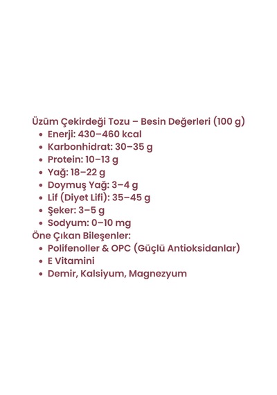 Üzüm Çekirdeği Tozu 150 G Cam Kavanoz - Doğal , Katkısız , Koruyucusuz , Premium