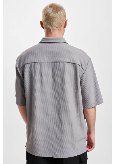 Only & Sons Erkek Onsboyy Rahat Kalıp Çizgili Kısa Kollu Gömlek 22025032 Gri