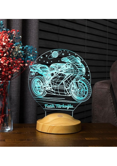 Racing Motosiklet Motor Hayranlarına Hediye 3d Led Lamba, Erkeğe Hediye, Motor Gp Kişiye Özel 3 Boyutlu Lamba Genel