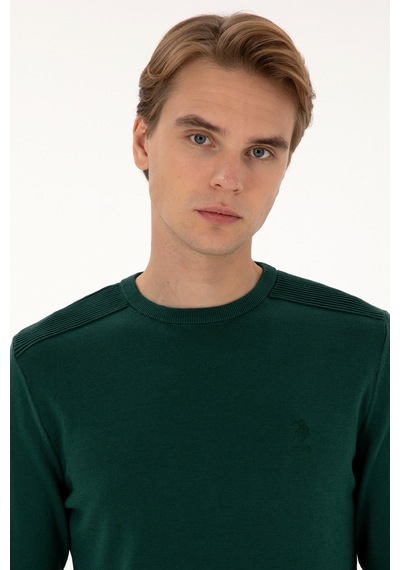 U.S. Polo Assn. Erkek Slim Fit Bisiklet Yaka Yeşil Basic Kazak 50307779-VR054 U.S. Polo Assn. Erkek Slim Fit Bisiklet Yaka Yeşil Basic Kazak 50307779-VR054