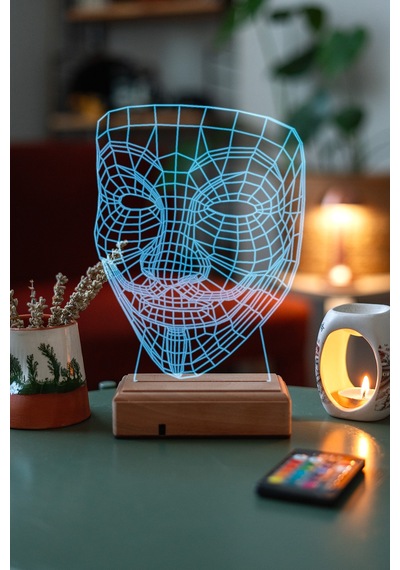 V For Vendetta Maske 16 Renk Kumandalı 3d Gece Lambası