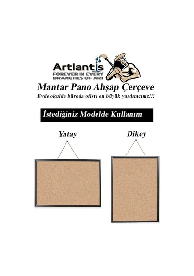 Mantar Pano Mdf Çerçeve 60x90 Cm 1 Adet Harita Çivisi Hediyeli Duvara Monte Mantar Çerçeve Evde Okulda Büroda Ofis Diğer