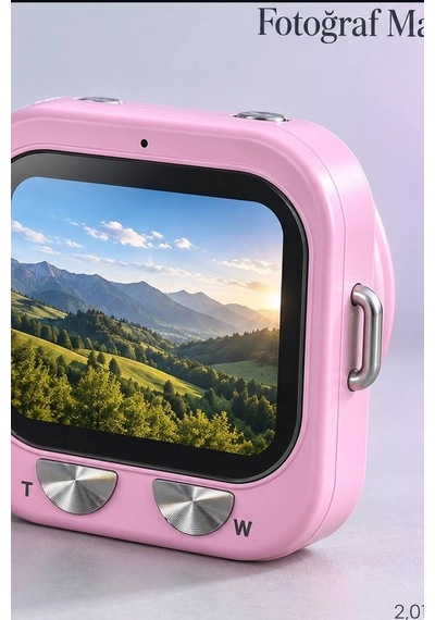 Mini Dijital Fotoğraf Makinesi 2.01 İnç Ekranlı Type C Şarjlı Pembe Kamera Bx-316419