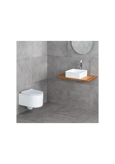 E-w1003mb Tezgah Üstü Lavabo Mat Beyaz Renkli