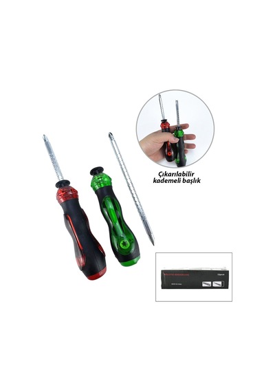 Lrd-155 Insulated Kademeli 2in1 Tornavida - Çift Taraflı Mıknatıslı Uç Silikon Saplı- 12'li Paket