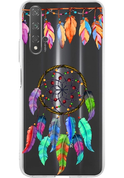 Huawei Nova 5t İle Uyumlu 1mm Slim Fit Nazar Boncuğu 6 Baskılı Şeffaf Kılıf Şeffaf